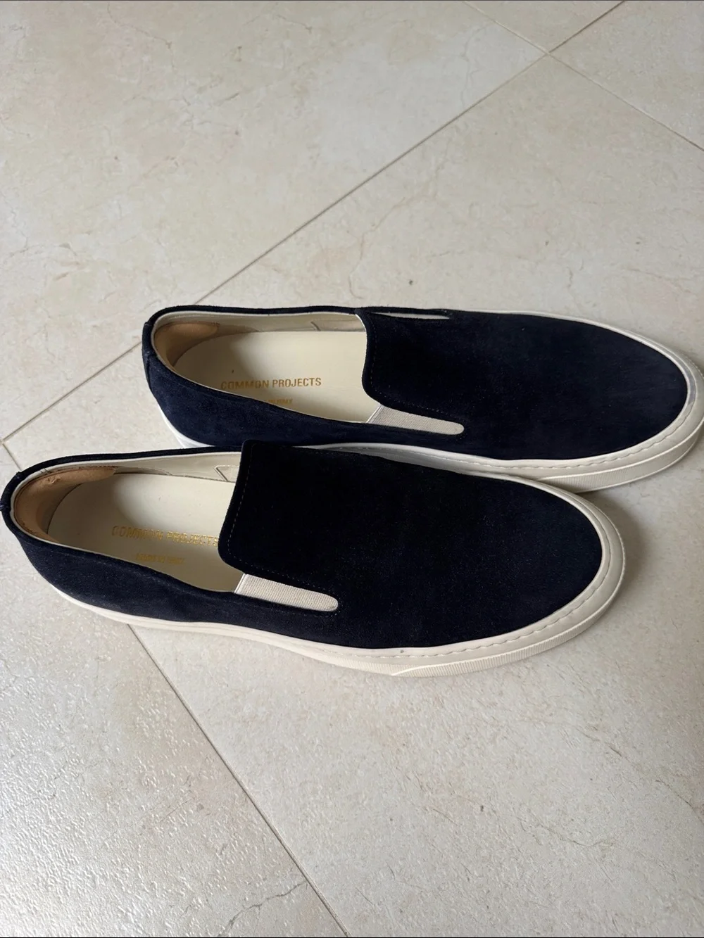 Common Projects Navy Suede Slip-On Sneakers with White Sole, EU size 44 Common Projects Men main image 3